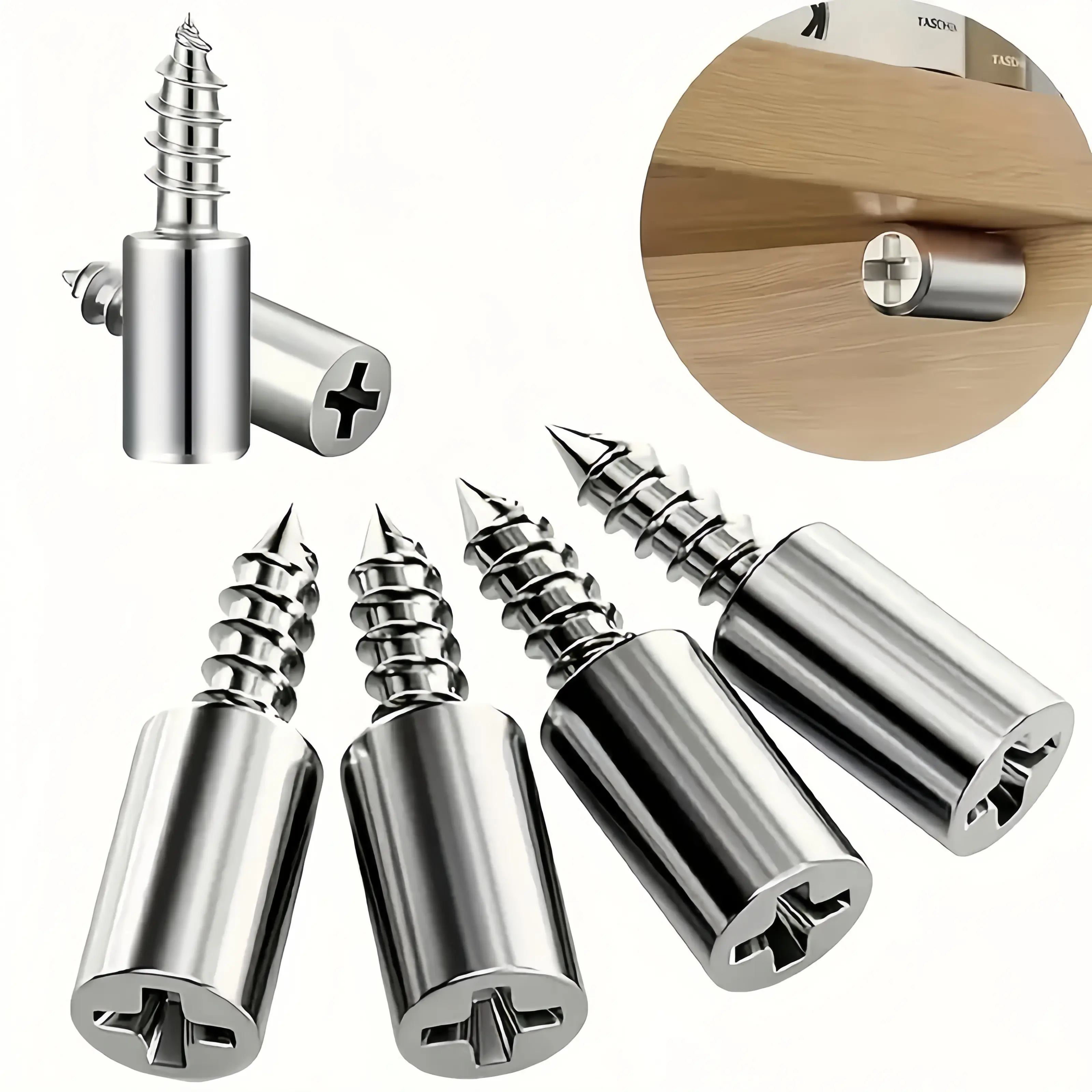 Metal Laminate Bracket Set with Anti-Slip Sleeves & Self-Tapping Screws for Cabinet Partitions Laminate Boards & Glass Brackets Shelf Support Nail Bolts Kit - Decor