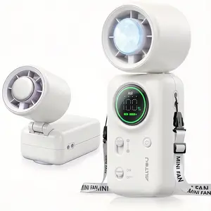 Mini Cooling Fan, 100-Speed Turbo Portable AC Fan with Ice Cooling Technology, Foldable Handheld Fan with LED Display & 4000mAh Battery for Travel, Outdoor & Summer summerwins