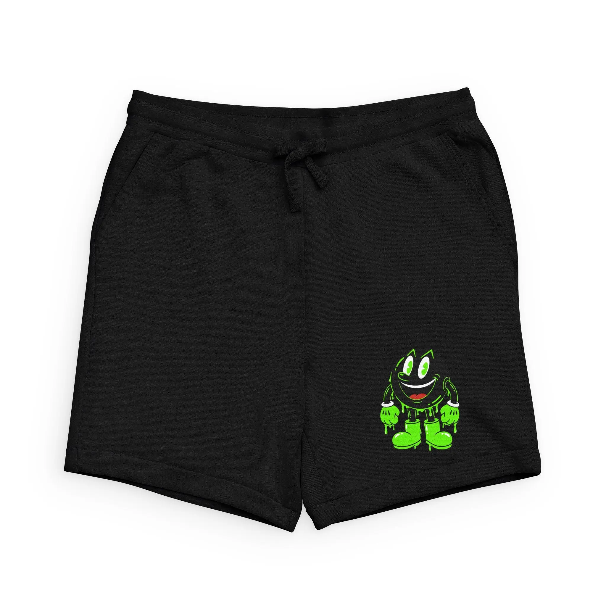 The Slime Shop Unisex Sponge Fleece Sweatshorts — Black / Green Slimeman Gzzz