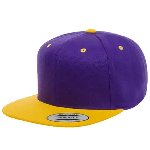Classic 6089M 2Tone Wool Flat Bill Blank Baseball Hat Plain Snapback Cap High Crown 6 Panels Men Women