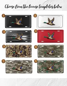 [DUCK HUNTER] Mallard Duck Hunting License Plate - Camouflage Truck Vanity Plate - Rustic Outdoor Sport Metal Sign - 6x12 Aluminum Car Tag