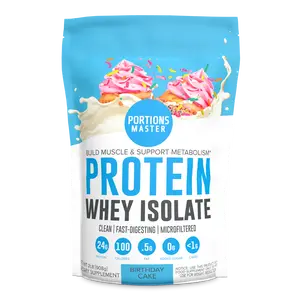 Portions Master Non-GMO Cross-Flow Microfiltration Whey Protein Isolate, Sweetened with Stevia (2 lbs) | Birthday Cake