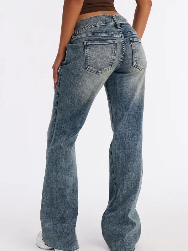Moment Of Glory Low Rise Flare Jeans - Vintage Wash