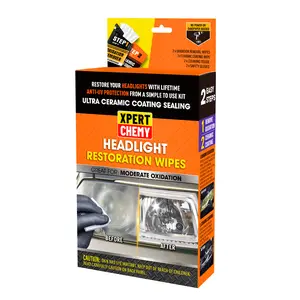 XPERTCHEMY 2+1 Orange Headlight Restorer Kit Fast-2 Step Process Headlight Restoration Kit for Removing The Moderate Yellowing Haziness and Oxidation