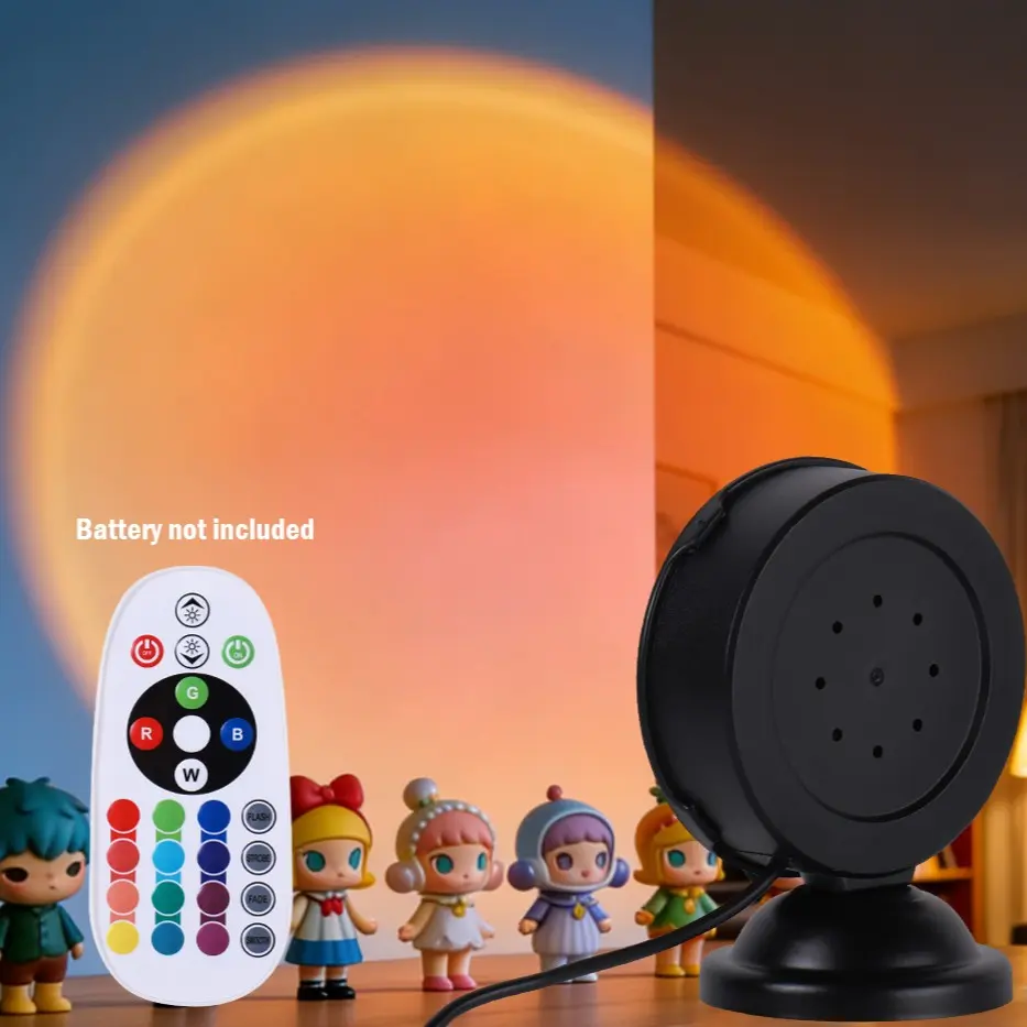 Sunset Lamp Projector, 16 Color Changing Rainbow Light, Remote Controlled LED Table Lamp, USB Sunlight Lamp for Bedroom Decor, Decorative Atmosphere Lamp, Led Decoration Lamp