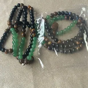 Green Aventurine & Tiger Eye Money Attraction Necklace, Natural Healing Crystal Pendant for Wealth & Prosperity, Long Chain Sweater Necklace, Ideal Gift Jewelry for Men and Women, Jewelry Charms for Anniversary, Vacation &Theme Parties