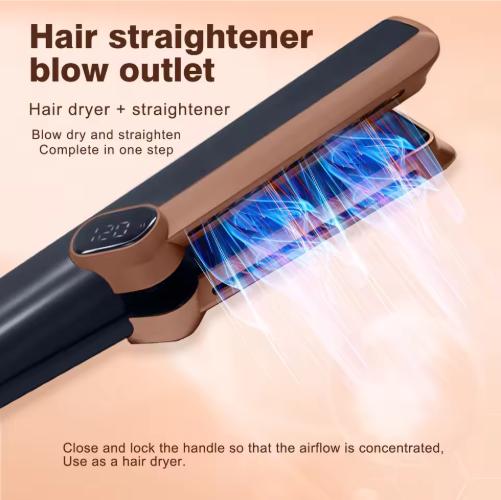 Airflow Styler 3-in-1 Curling Wand & Titanium Flat Iron Hair Straightener Dryer Professional Hair Curler with Cooling Air Vents | Dual Voltage & Adjustable Temp Hair Dryer
