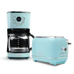 Haden Heritage 12 Cup Programmable Coffee Maker with 2 Slice Toaster, Turquoise