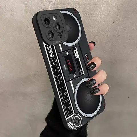 Vintage Cassette Player Pattern Design Phone Case Casing, 1 Count Anti-drop Phone Protective Cover, Phone Accessories for iPhone 15 14 13 12 11 Pro Max Series, Shockproof Smartphone Cover, Shockproof Phone Cover, Protective Shell