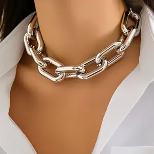 Chunky Silver Chain Necklace for Women - Bold Link Design - Perfect for Layering or Statement Wear