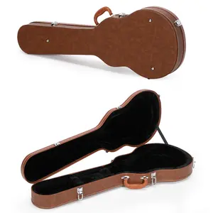 Hard-Shell Electric Guitar Case for GLP Style Guitars Brown Bulge Surface with Plush Interior Lockable Latches Heavy-Duty Protection Sturdy Wood Frame Durable PVC Leather Exterior