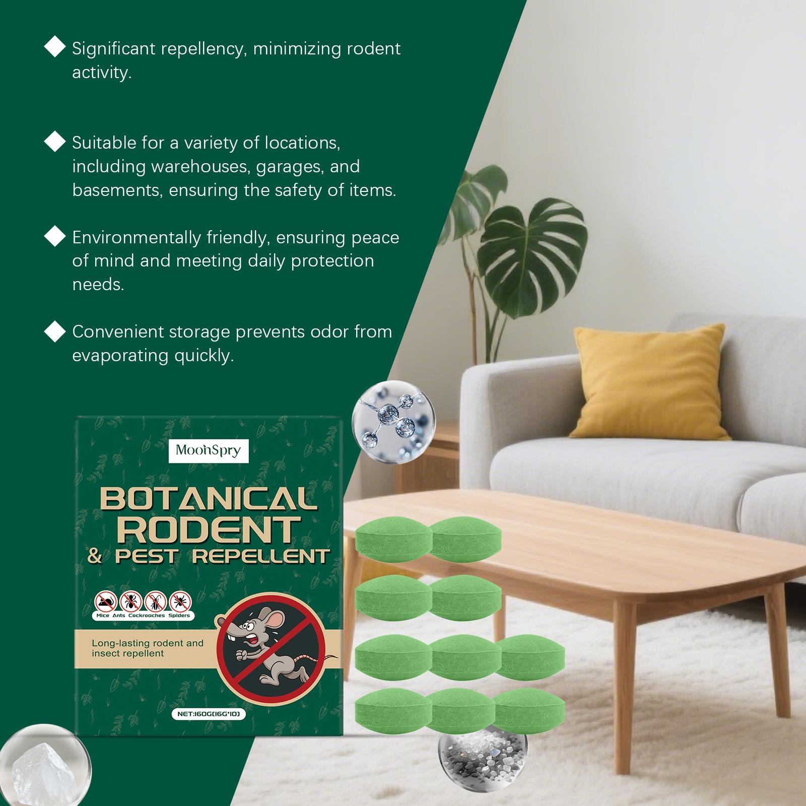 Natural Peppermint Oil Rodent Repellent 10 Pack, Botanical Mouse & Pest Deterrent for Indoors & Outdoors, Repels Squirrels, Roaches, Spiders, Pet Safe Bug Control for Home, RV & Car Engine