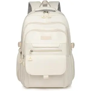 School Cute Aesthetic Backpack Girls Backpack for Students  Teen Girls Large Capacity Bookbags College Backpacks Laptop Lightweight Bookbag Casual Travel Daypacks School Bag(White)