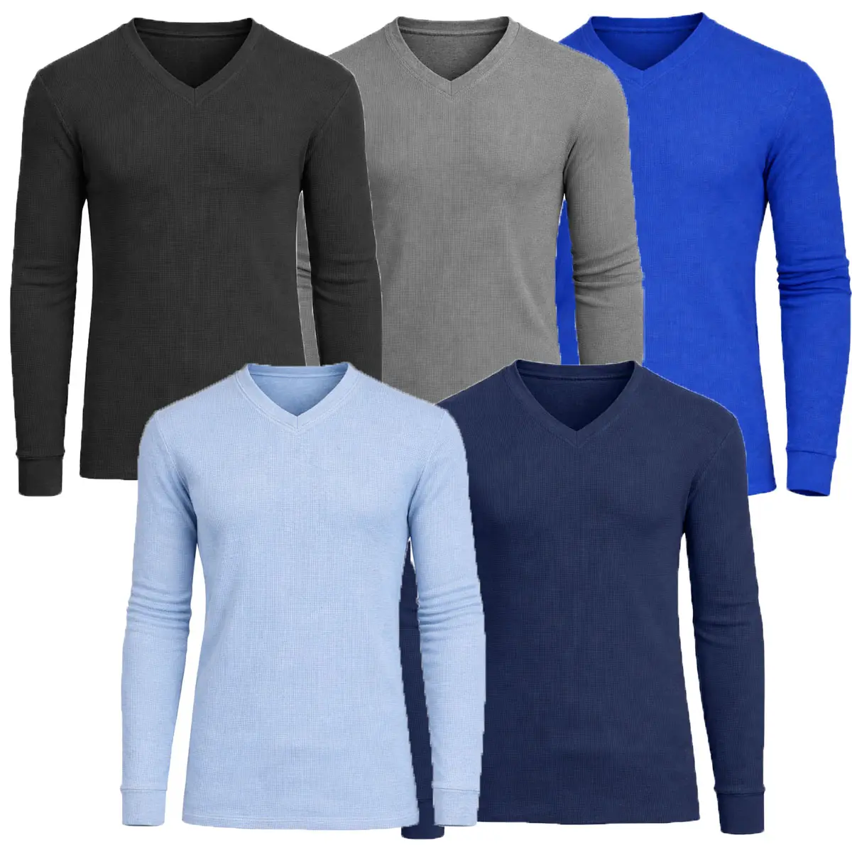 (V-Neck) Black-Charcoal-Royal-Light Blue-Navy