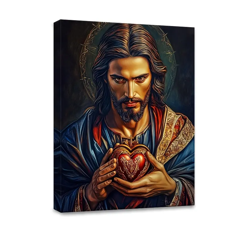 A high-quality Jesus Presentation of the Sacred Heart - Premium Packaging Frame, 30*40cm/ 12*16inch Frame Decor Religious, 30*40Cm/12*16 Inch With Frame, Religious Home Decor