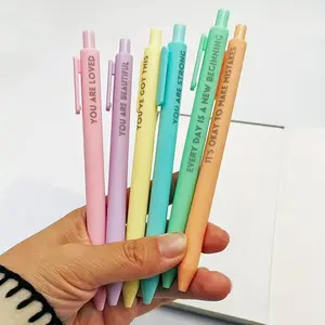 Plastic Rubberized Grip - 6-Pack Motivational Rollerball Pens - Inspirational Quotes - Retractable Medium Point - Black Ink - Ambidextrous - with Pocket Clip - Positive Message Writing Pens for Journaling