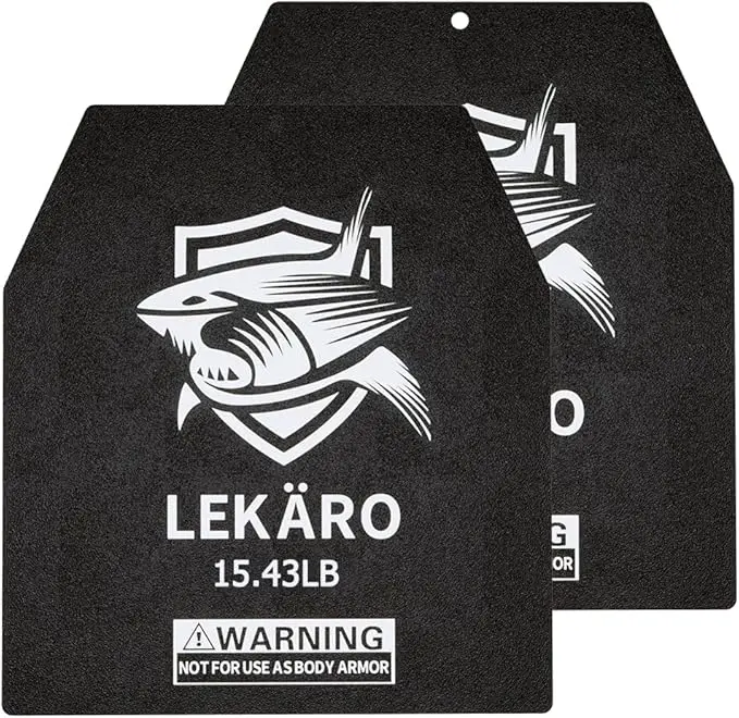 LEKARO Weighted Vest Plates, Flat Powder Coated Steel Pairs (5.51-20.94lb), 9.8x11in Rust-Resistant Weight Training Gear with a Secure Fit for Cardio & Rucking, Fitness Workout Accessories