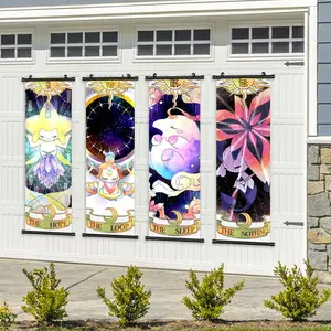 Cartoon Elf Animal Pattern Artistic Wall Art, 4 Counts/set Colorful Waterproof Hanging Banner, Wall Decor for Home Outdoor Wall Decoration