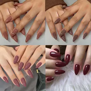 96pcs Medium Almond Nail Tips Set, Glossy Acrylic False Nails with Storage Box, Perfect for Women and Girls Daily Use, Almond Shape Nails