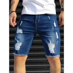 Five-Point Men's Denim Casual Shorts Independent Stand Ripped Slim Fit Summer Shorts men jean