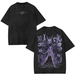 Unisex 100% Premium Cotton Round Neck Printed Shortleeve T-Shirt - Naruto Shippuden Obito Uchiha Rinnegan 10 Tails 2-Sided Washed Seamless Top, 90s Anime Manga Game Graphic, Fit S-5XL