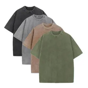 4 Pack Tshirts for Men Gym Vintage Heavyweight T Shirts Cotton Workout Acid Wash Baggy Tees