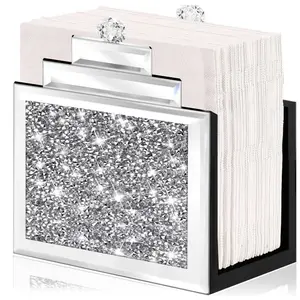 Mirror Napkin Tissue Holder Crystal Crushed Diamond For Kitchen Table