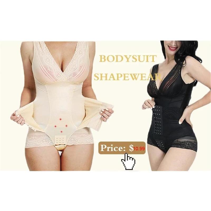 Women V Neck Spaghetti Strap Bodysuits Open Crotch Shapewear Slimming Body Shaper Smooth Out Bodysuit