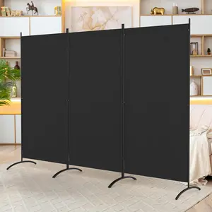 3 Panel Room Divider 6 Ft Folding Screen Room Dividers with 4 Curved Metal Feet Partition Wall Divider,Privacy Screens Portable Wall for Office,Bedrooms,Dining,Dorm