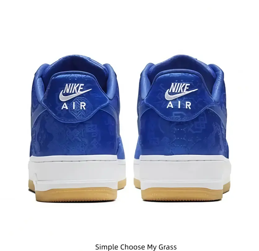 Royal Blue Low-Top Sneakers with Silk-Like Upper & Laser-Etched Pattern, White Midsole & Gum Rubber Outsole, Brand New in Box, Unisex Streetwear Footwear