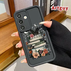 Moonlight Flower Book Advanced fashion gift Case Compatible with Samsung Galaxy S24 ultra plus S25 S23 S22 Ultra Plus Shockproof Non Slip Military-Grade Protection Silicone Cover