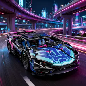 Cyberpunk Tech Wind Sports Car Building Blocks, 1000+ Abs Precision Parts, Mechanical Structure Details, Future Design, Perfect Gift