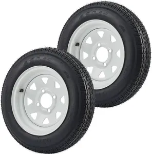 2 Pack 4.80-12 4.80x12 480-12 Trailer Tires with 12 inch Rims, 4 Lug on 4 inch, Center Bore 2.83 inch, Multi-Function Utility Trailer Tire for Travel/Cargo/Boat/Horse/Farm/Lawn Mower