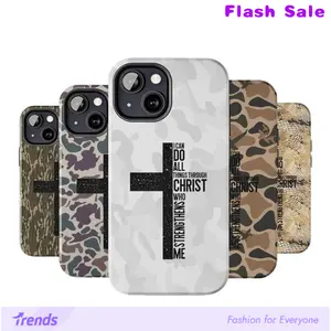 Vintage I Can Do All Things Through Christ Who Strengthens Me Camo Phone Case for iPhone 16 Pro Max, 15 14 13 12 11 X Plus - Durable Cover - Custom