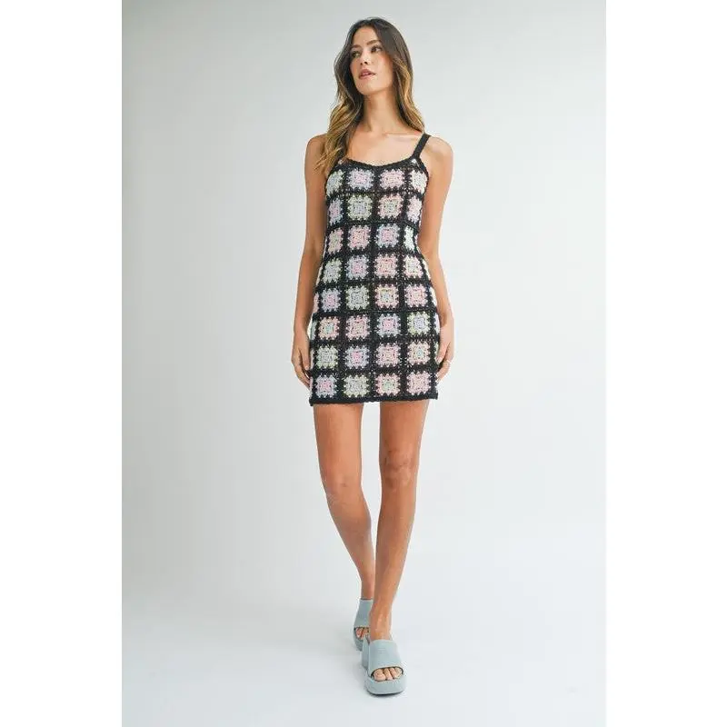 Solana Sleeveless Patchwork Crochet Mini Dress