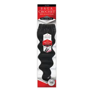 Saga Human Hair Crochet Braids Pre Loop Type Loose Deep