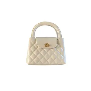 Vintage Quilted Top Handle Bag with Gold Hardware Monogram Hobo Shoulder