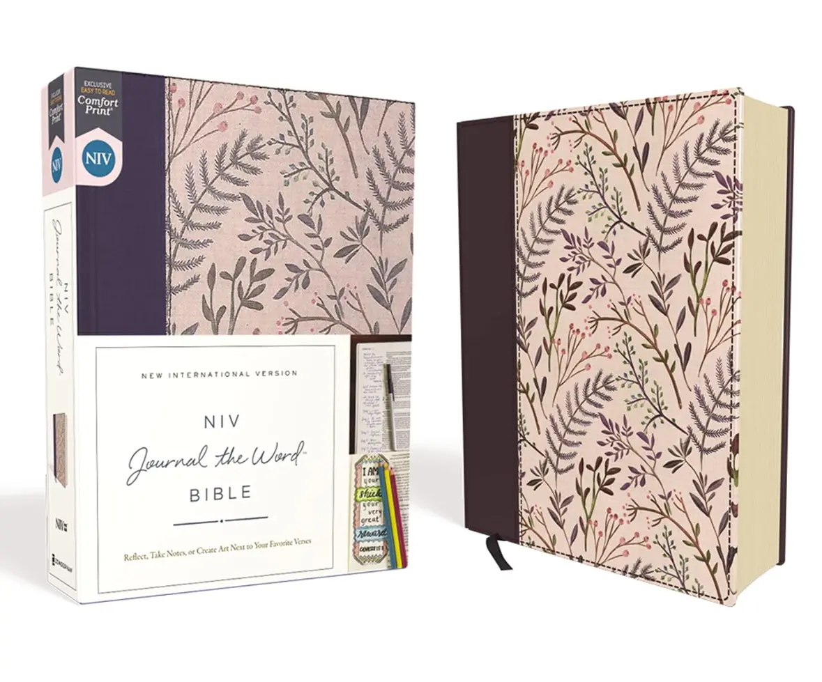 NIV Journal the Word Bible, Cloth over Board, Pink Floral, Red Letter, Comfort Print: Reflect, Take Notes, or Create Art Next to Your Favorite Verses