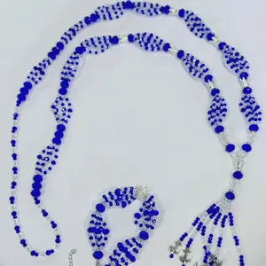 Cabecera Crystal Bead Necklace with Matching Bracelet Collar Ilde Shango Elegua Ochun Yemaya Collection