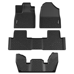 GARVEE Durable Black Anti-Skid All Weather TPE Floor Mats Compatible with 2023-2025 Honda Pilot for Enhanced Interior Protection and Style