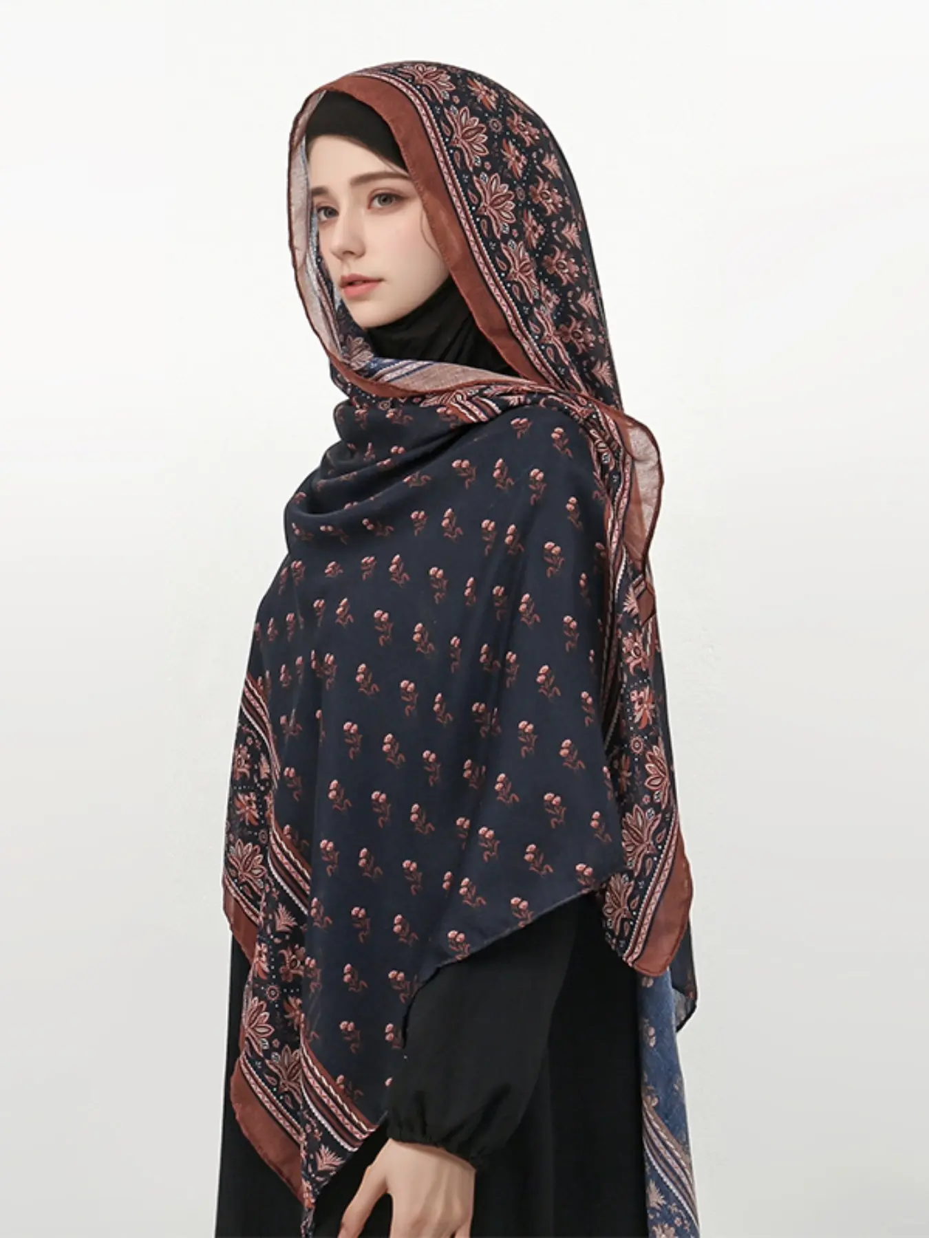 Women's Fashion Sun Protection Headscarf, Polyester Ethnic Style Watercolor Print Tignon Scarf, Stylish Outdoor Wear for Ladies