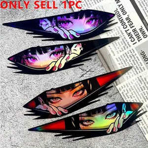 3D Anime Girl Pattern Car Sticker, Waterproof Car Triangle Window Windshield Bumper Sticker, Car Exterior Decoration Accessories for Car Window, Waterproof Vinyl Decals, Car Vehicle Decoration