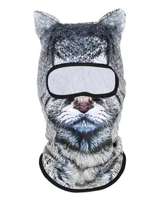 3D Cat Animal Ski Balaclava Mask with Ears, Perfect for Music Festivals, Raves, Skiing, Halloween, and Outdoor Parties