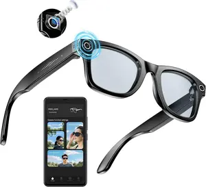 AI Smart Glasses 4K HD Camera, BT Call, 800W Anti-Shake Camera Glasses with Video Recording Dual Mic, Simultaneous Interpretation/GPT Identify Objects, 270mAh Blue Light Glasses（Black）