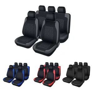 Universal PU Leather Car Seat Covers Full Set in Gray, 2/5 Seater Seat Cover Fit for Suvs,Vans,Trucks, Airbag Compatible, Waterproof Anti Slip, Gray, Black, Red, Blue