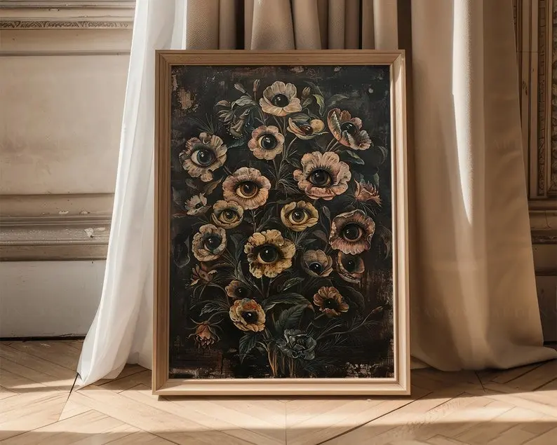 Botanical Goth Print, Victorian Gothic Home Decor, Witchy Goth Room, Dark Cottagecore, Macabre Wall Art, Surreal Collage UNFRAMED