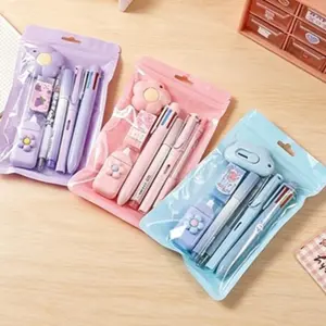 7 pics Cute Flower Stationery Set with Multi-color Pen, Correction Tape & Utility Knife | Cute School Supplies for Girls Teens Students glitter creamy keyboards calendar may