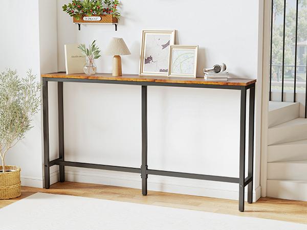 71-Inch Console Table Entryway Sofa Table with Power Outlets, Long Sofa Table for for Entryway, Hallway, Corridor, Rustic Brown