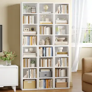 Hzuaneri Bookcase, Narrow Tall Bookshelf, 8-Tier Skinny Shelf, Tall Cube Storage Organizer with Adjustable Shelves, CD Shelf, Display Bookshelf for Living Room, Home Office, Bedroom