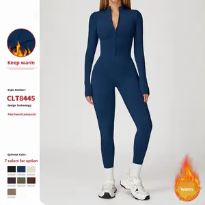 Women's Warm Winter Jumpsuit Fleece Lined One Piece Yoga Outfit Thermal Workout Wear for Running Fitness and Outdoor Sports